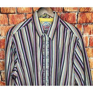 Robert Graham Men’s XL Multicolor Striped Cuff Long Sleeve Button Front Shirt